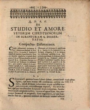 Exercitatio Academica De Studio Et Amore Veterum Christianorum in Scripturam Sacram