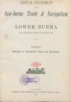 1886,2: Annual statement of the sea-borne trade and navigation of Burma
