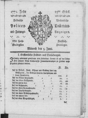 23tes Stück, Ausgabe vom 5. Junii 1771