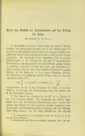 I.2. Ueber den Einfluß der Anbaumethode auf den Ertrag der Fichte