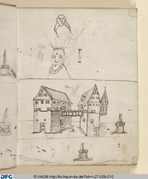 Zeichenkurs: Gesichter, Gebäude mit Brunnen