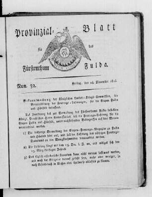 Num. 32., Ausgabe vom 24. November 1815