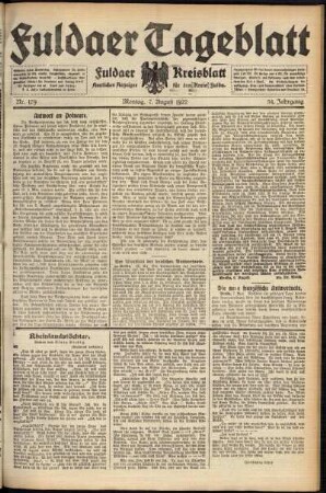 Ausgabe vom Montag, den 07. August 1922.