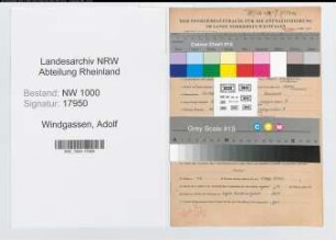 Entnazifizierung Adolf Windgassen, geb. 23.03.1910 (Versandarbeiter)