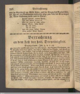 Betrachtung an dem Fest der heil. Dreyeinigkeit.