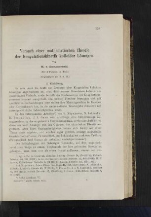 Versuch einer mathematischen Theorie der Koagulationskinetik kolloider Lösungen.