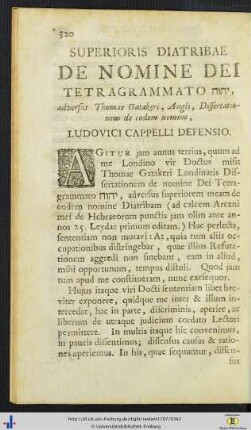Superioris Diatribae De Nomine Dei Tetragrammato.