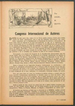 Congreso internacional de autores : Nuestro gremialismo