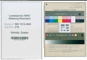 Entnazifizierung Gustav Schmitz , geb. 06.03.1907 (Heizer)