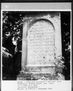 Grabstein von Helene Mayer, geborene Loeb (gestorben 1883.06.16)