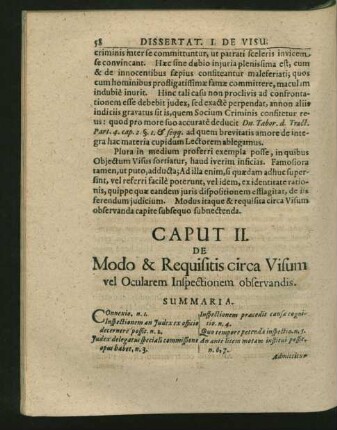 Caput II. De Modo & Requisitis circa Visum vel Ocularem Inspectionem observandis.
