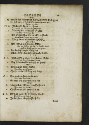 Gesänge welche so wol in den Sonn- und Fest-Täglichen Predigten als auch täglichen Gebeth-Stunden ins gemein gesungen worden.