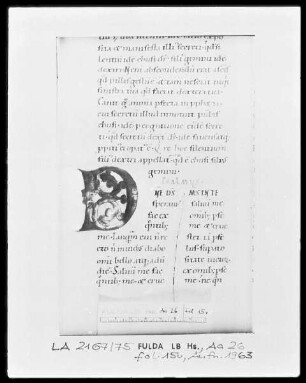 Augustinus, Enarrationes in Psalmos 1-50 — Initiale D, Folio 15 verso
