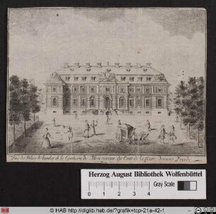 Vue du Palais de Jardin de la Comtesse de Mosczinska du Coté de la Cour.
