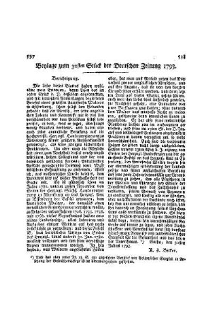 Beylage zum 31ten Stück der Deutschen Zeitung 1793