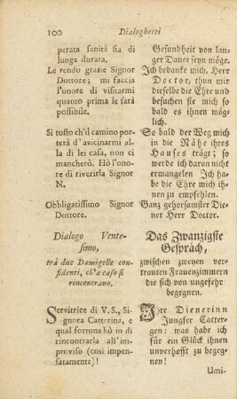Dialogo Ventesimo / Das Zwanzigste Gespräch