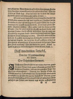 Auff den dritten Artickel.