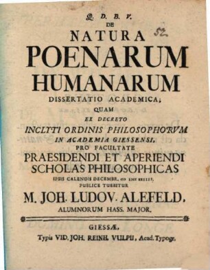 De natura poenarum humanarum dissertatio academica