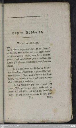 Erster Abschnitt. Vorerinnerungen