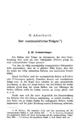 II. Abschnitt. Der continuierliche Träger.