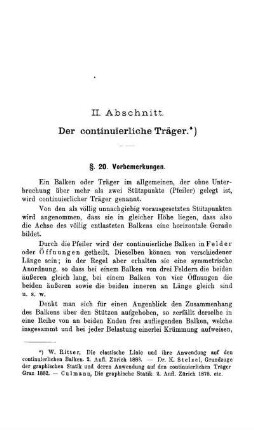 II. Abschnitt. Der continuierliche Träger.