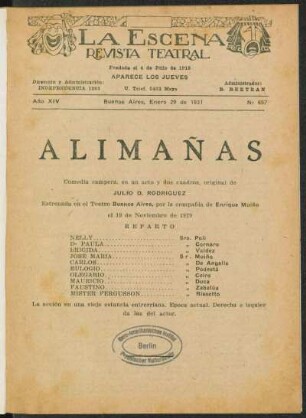 Alimañas : comedia campera, en un acto y dos cuadros
