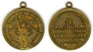 Tragbare Medaille 50 Jahre Hermannsverein Frankfurt-Sachsenhausen