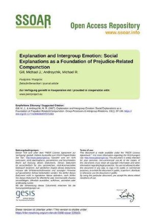 Explanation and Intergroup Emotion: Social Explanations as a Foundation of Prejudice-Related Compunction