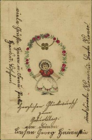 [gezeichnete Frau mit Blumenkranz]