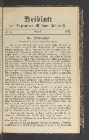Beiblatt N° 4. August. 1885