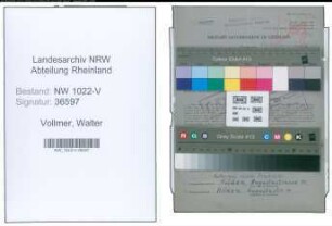 Entnazifizierung Walter Vollmer , geb. 21.02.1904 (Bahninspektor)