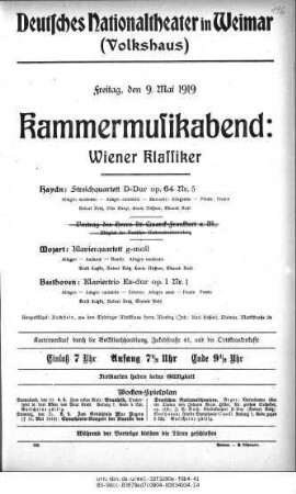 Kammermusikabend: Wiener Klassiker