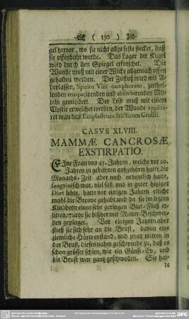 Casus XLVIII. Mammae Cancrosae Exstirpatio