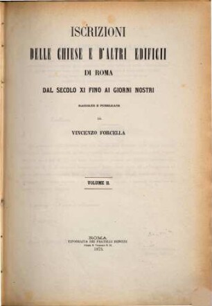 Iscrizioni delle chiese e d'altri edificii di Roma dal secolo XI fino ai giorni nostri, 2