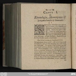 Caput I. De Etymologia, Homonymia & Synonymia Pontificis & Dominatûs.