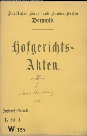 de Wend, Franz gegen Meier Barteling - Schuldforderung