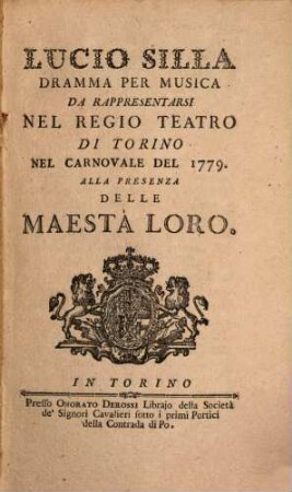 Lucio Silla : Dramma per musica