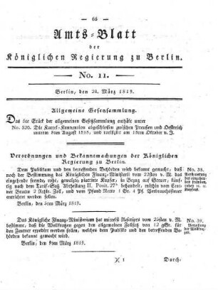 No. 11, 24. März 1819