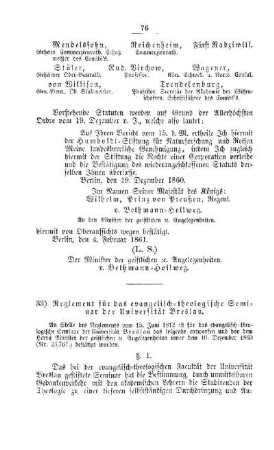 Reglement für das evangelisch-theologische Seminar der Universität Breslau : [I. Akademien und Universitäten]