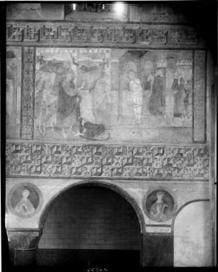 Reichenau Oberzell Sankt Georg Kirche Wandmalerei (10. Jahrhundert) Auferweckung Lazarus