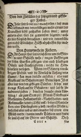 Von den Zufällen der hitzigen und gifftigen Fieber.