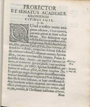 Prorector Et Senatus Academiæ Kiloniensis Civibus Suis. S. D.