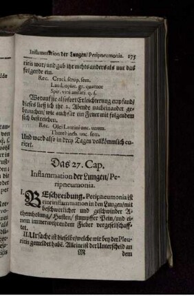Das 27. Cap. Inflammation der Lungen/ Peripneumonia.