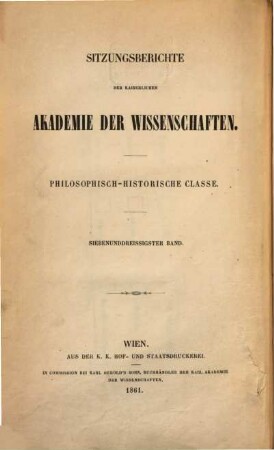 Sitzungsberichte. 37. 1861