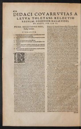 Didaci Covarruvias A Leyva Toletani, Relectio Regulae, Possessor Malae Fidei, De Regul. Iur. Lib. VI.