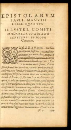 Epistolarum Pauli. Manutii Liber. Quartus