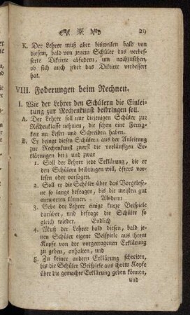 VIII. Foderungen beim Rechnen.