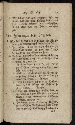 VIII. Foderungen beim Rechnen.