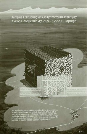 Die Bedeutung des in Sachsen erzeugten Gasschwefels für die Herstellung von Zellulose : Sachsen, Produktion v. Gasschwefel, Schautafel, 1938