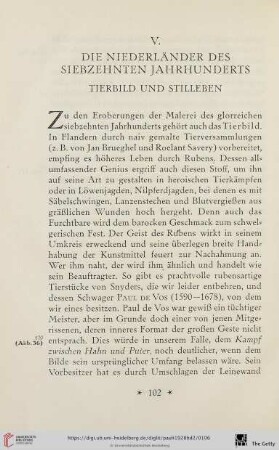 V. Die Niederländer des siebzehnten Jahrhunderts: Tierbild und Stilleben